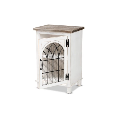 Faron Wood 1 Door Nightstand White/Oak Brown - Baxton Studio 1 Faron Wood 1 Door Nightstand White/Oak Brown - Baxton Studio