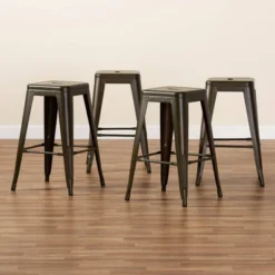 4pc Horton Gunmetal Metal Stackable Counter Stool Set Gray - Baxton Studio -Outlet Baxton Studio Store GUEST d3a241d2 b94d 46fd a8e8 4456ccc4fb53