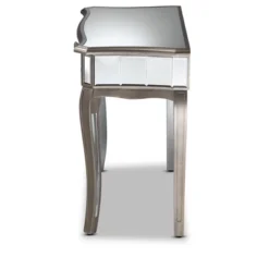 Elgin Brushed Wood And Mirrored Glass 1 Drawer Console Table Silver/Mirror - Baxton Studio -Outlet Baxton Studio Store GUEST d3fc4448 9785 4092 9080 b8990d31cad8