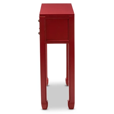Pomme Accent 6 Drawer Console Table Red - Baxton Studio 6 Pomme Accent 6 Drawer Console Table Red - Baxton Studio - Image 6