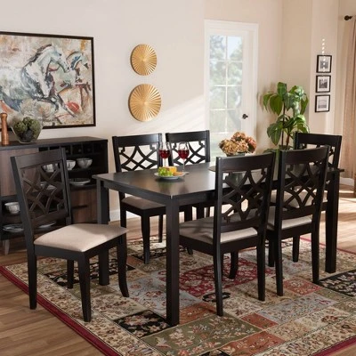 7pc Mael Dining Set Dark Brown/Espresso - Baxton Studio 5 7pc Mael Dining Set Dark Brown/Espresso - Baxton Studio - Image 5