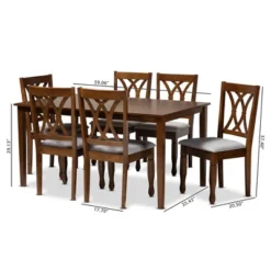 7pc Augustine Fabric Upholstered Dining Set Gray/Walnut Brown - Baxton Studio -Outlet Baxton Studio Store GUEST d4701991 a4bc 45b6 8187 dbbb56282063