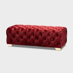 Avara Velvet Button Tufted Bench Ottoman - Baxton Studio -Outlet Baxton Studio Store GUEST d503725f a800 4d37 8d37 c1472781f598