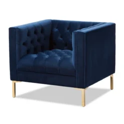 Zanetta Luxe And Glamour Velvet Upholstered Gold Finished Lounge Chair - Baxton Studio -Outlet Baxton Studio Store GUEST d5184615 0baf 4c69 aa68 e09e68e38874