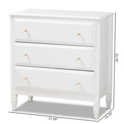 3 Drawer Naomi Wood Bedroom Chest White/Gold - Baxton Studio -Outlet Baxton Studio Store GUEST d587a951 e502 411f b0a2 a8eee9516077