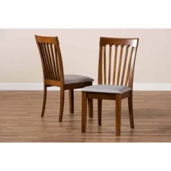 Set Of 2 Minette Fabric Upholstered Wood Dining Chairs Gray/Walnut - Baxton Studio -Outlet Baxton Studio Store GUEST d593cc1a d63e 49e4 983c 876c2ecd75a8