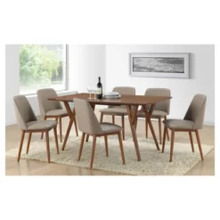 Lavin Mid-Century Faux Leather Dining Chairs - Brown Walnut/Beige (Set Of 2) - Baxton Studio -Outlet Baxton Studio Store GUEST d672a2c9 013d 499c b2a2 4a523e6bff72