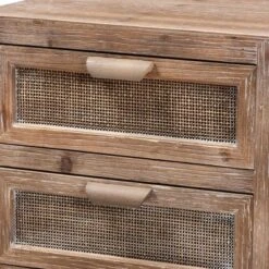 Calida Wood And Rattan 2 Drawer Nightstand Brown - Baxton Studio -Outlet Baxton Studio Store GUEST d67baf64 6a9d 48da 98a9 2c95417c8030