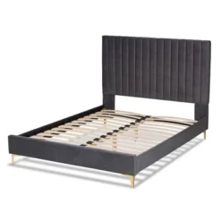 Serrano Velvet Fabric Upholstered And Metal Platform Bed - Baxton Studio -Outlet Baxton Studio Store GUEST d6a4046c 766f 4a89 800b f6db0a2ec360