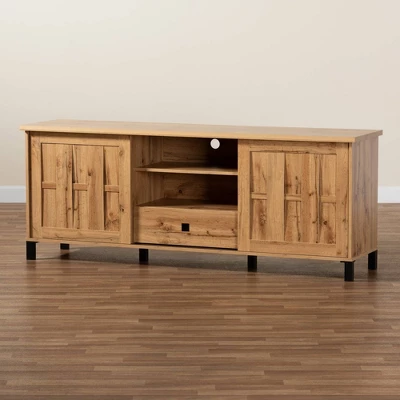 Unna Wood 2 Door TV Stand For TVs Up To 65" Oak Brown/Black - Baxton Studio 5 Unna Wood 2 Door TV Stand For TVs Up To 65" Oak Brown/Black - Baxton Studio - Image 5