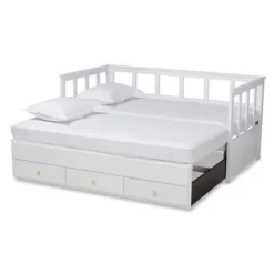 Twin To King Kendra Expandable Daybed With Storage Drawers White - Baxton Studio -Outlet Baxton Studio Store GUEST d8076868 07d5 4b1b b5c3 06831b93fb92