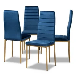 4pc Armand Velvet Fabric Upholstered And Metal Dining Chair Set - Baxton Studio -Outlet Baxton Studio Store GUEST d897f26e 61a4 4452 8a96 0f96460832a3