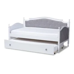 Twin Marlie Upholstered Daybed With Trundle Gray/White - Baxton Studio -Outlet Baxton Studio Store GUEST d96426e2 a7d4 43cb 8079 708e5f4be5d4