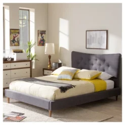 Hannah Mid - Century Modern Fabric Platform Bed - Baxton Studio -Outlet Baxton Studio Store GUEST d98bb7de 83ac 487e ad85 d7dc0e699306