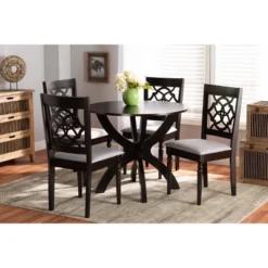 5pc Tonia Fabric Upholstered And Wood Dining Set Gray/Brown - Baxton Studio -Outlet Baxton Studio Store GUEST da8ec4f8 4a1b 4513 a216 73e3a0a6bcfe