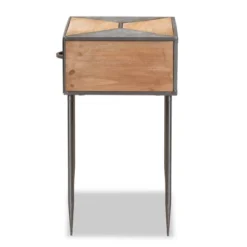 Laurel Metal And Wood 1 Drawer Nightstand Gray/Brown - Baxton Studio -Outlet Baxton Studio Store GUEST daf0b7c7 8365 4055 ab38 04b64458b400