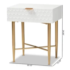 Marcin Wood And Metal 1 Drawer Nightstand White/Gold - Baxton Studio -Outlet Baxton Studio Store GUEST db83e33c 0c05 4e60 b61d 74e3729f2e73