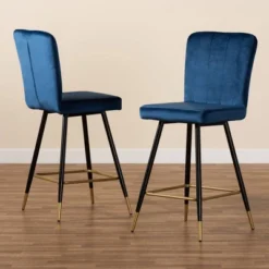 2pc Preston Two-Tone And Metal Bar Stool Set - Baxton Studio -Outlet Baxton Studio Store GUEST dbdee0f2 0968 47cd 9937 079755ac276a