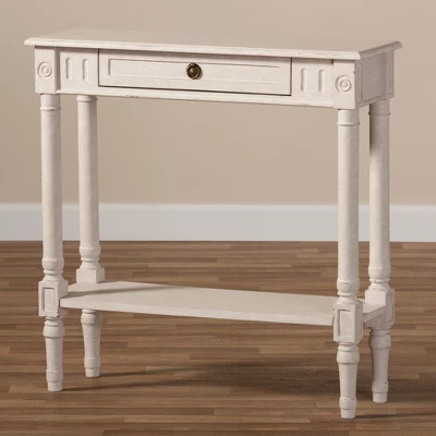 Ariella Whitewashed 1 Drawer End Table White - Baxton Studio 7 Ariella Whitewashed 1 Drawer End Table White - Baxton Studio - Image 7