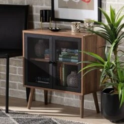 Yuna Natural Brown Wood And Metal 2 Door Storage Cabinet Natural Brown/Black - Baxton Studio -Outlet Baxton Studio Store GUEST dc3b0691 cd07 49ea b749 cfbe3f714b41