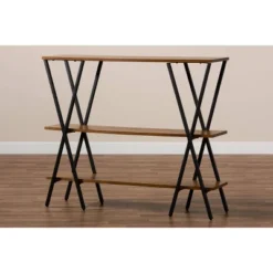 Norton Rustic And Industrial Wood And Black Metal Console Table Walnut Brown - Baxton Studio -Outlet Baxton Studio Store GUEST dc7182cc 32e9 4546 b9a3 da4dcd8d43d0