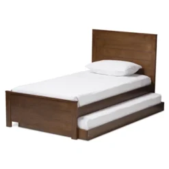 Twin Catalina Modern Classic Mission Style Finished Wood Platform Bed With Trundle - Baxton Studio -Outlet Baxton Studio Store GUEST dc8981e2 edc1 4520 819a 298101f3820c
