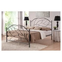 Queen Zinnia Tree Style Metal Platform Bed Antique Bronze - Baxton Studio