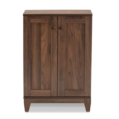 2 Door Nissa Wood Shoe Storage Cabinet Walnut Brown - Baxton Studio 2 2 Door Nissa Wood Shoe Storage Cabinet Walnut Brown - Baxton Studio - Image 2