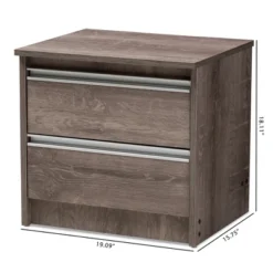 Gallia Modern And Contemporary Oak Finished 2 Drawer Nightstand Brown - Baxton Studio -Outlet Baxton Studio Store GUEST ddb74bb4 a2ac 4d13 8c8a f0bcc608c2d7