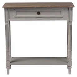 Edouard French Provincial Style Console Table With 1 Drawer - White/Light Brown - Baxton Studio