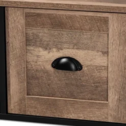 Connell Two-Tone Wood And Metal 2 Door TV Stand For TVs Up To 40" Natural Brown/Black - Baxton Studio -Outlet Baxton Studio Store GUEST de187dde bdb4 4cd7 afa0 a3941543d358