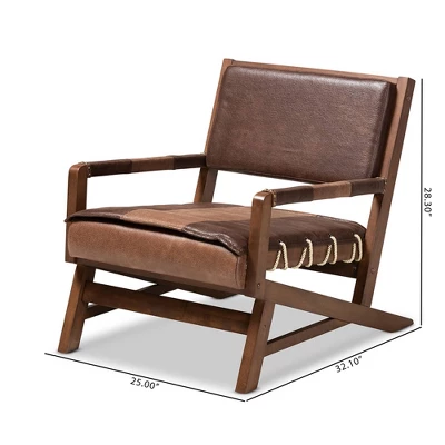 Rovelyn Faux Leather Walnut Finished Wood Lounge Chair Brown - Baxton Studio 1 Rovelyn Faux Leather Walnut Finished Wood Lounge Chair Brown - Baxton Studio