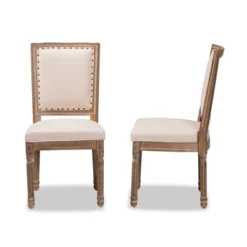 Set Of 2 Louane Fabric Upholstered And Wood Dining Chairs - Baxton Studio -Outlet Baxton Studio Store GUEST ded19665 9e02 4bc0 89ac 3a25a83738fb