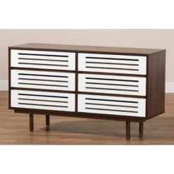 6 Drawer Wood Dresser And Meike Two-Tone Walnut/White - Baxton Studio -Outlet Baxton Studio Store GUEST df00f494 bfd0 4630 91bb ed820923de76