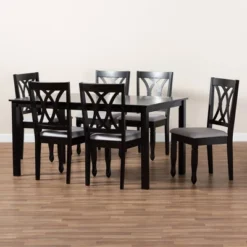 7pc Reneau Upholstered Wood Dining Set Sand Gray/Espresso - Baxton Studio -Outlet Baxton Studio Store GUEST df81790e 4810 49de a7af 315d40e72d71