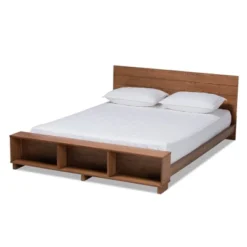 Regina Wood Platform Storage Bed With Built-In Shelves Ash Walnut - Baxton Studio -Outlet Baxton Studio Store GUEST df8ddec1 db22 4382 9490 72cea58e90fe