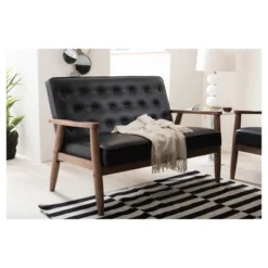 Sorrento Mid-Century Retro Modern Faux Leather Upholstered Wooden 2 Seater Loveseat - Baxton Studio -Outlet Baxton Studio Store GUEST dfbeb918 17b3 4c39 91b5 790016888c6b