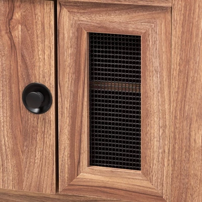 2 Door Valina Faux Leather Wood Shoe Storage Bench With Cabinet Brown - Baxton Studio 2 2 Door Valina Faux Leather Wood Shoe Storage Bench With Cabinet Brown - Baxton Studio - Image 2