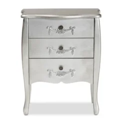 Eliya Brushed Wood 3 Drawer Storage Cabinet Silver - Baxton Studio -Outlet Baxton Studio Store GUEST e036eb46 2b7c 4a4c 9ad5 868e367126c3