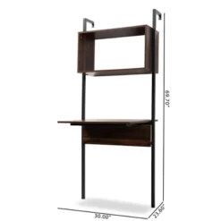 Fariat Walnut Wood And Metal Display Shelf With Desk Brown/Black - Baxton Studio -Outlet Baxton Studio Store GUEST e0950d47 5fe1 4bc4 b85c 7b98c698728a