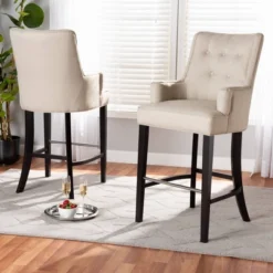2pc Aldon Upholstered And Wood Bar Stool Set - Baxton Studio -Outlet Baxton Studio Store GUEST e0b625b5 149b 4f1e 8ff6 de5685f57292
