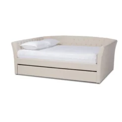 Delora Upholstered Daybed With Trundle Beige - Baxton Studio -Outlet Baxton Studio Store GUEST e0bb575f a943 4f2c a617 d6cfcb451562