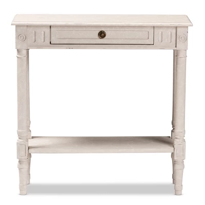 Ariella Whitewashed 1 Drawer End Table White - Baxton Studio 10 Ariella Whitewashed 1 Drawer End Table White - Baxton Studio - Image 10