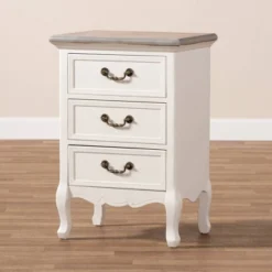 Capucine Two-Tone Natural Whitewashed Oak Finished Wood 3 Drawer Nightstand White - Baxton Studio -Outlet Baxton Studio Store GUEST e16f0f8e 110b 4ce8 b736 92b26a59848f