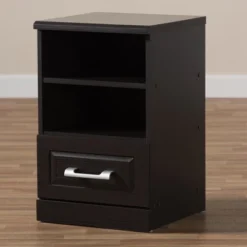 Odelia Modern And Contemporary Finished 1 Drawer Nightstand Dark Brown - Baxton Studio -Outlet Baxton Studio Store GUEST e2a7dbee 6efe 4807 a4cc 3392d7b52490
