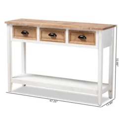 Benedict Two-Tone Wood 3 Drawer Console Table White/Oak - Baxton Studio -Outlet Baxton Studio Store GUEST e2b6a2db 2fd4 4081 98a3 4b71babdae72