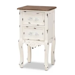 Levron Two-Tone And Antique Wood 2 Drawer Nightstand Walnut Brown/Antique White - Baxton Studio -Outlet Baxton Studio Store GUEST e2c497b3 3a1f 4283 8dac c673ed579766