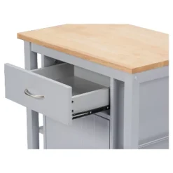 Yonkers Contemporary Kitchen Cart With Wood Top Light Gray - Baxton Studio -Outlet Baxton Studio Store GUEST e3110ac8 f999 440a a00f 5def2d152d8d