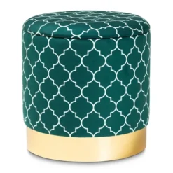 Serra Quatrefoil Velvet Upholstered Metal Storage Ottoman - Baxton Studio -Outlet Baxton Studio Store GUEST e366b546 3abd 4cea 8b5a d1eb204656da
