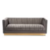 Aveline Velvet Upholstered Finished Sofa Gray/Gold - Baxton Studio